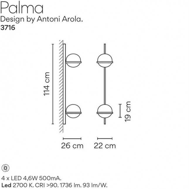 PALMA WALL LAMP 3716 BY VIBIA