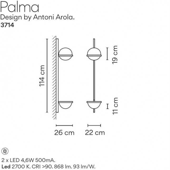 PALMA WALL LAMP 3714 BY VIBIA