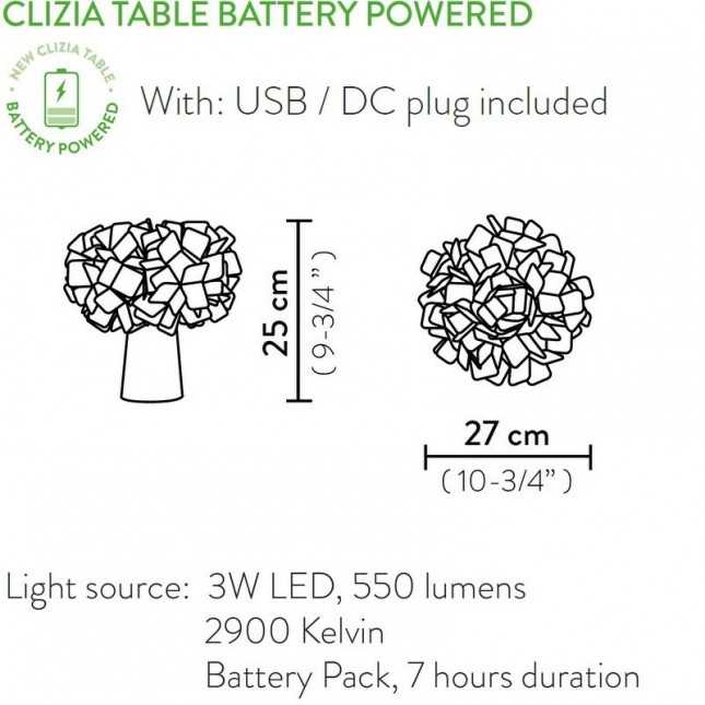 CLIZIA TABLE, BATTERY POWERED DE SLAMP