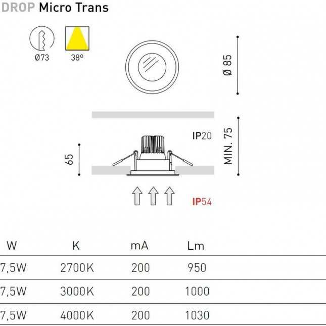 DROP MICRO TRANS 7,5W BY ARKOS LIGHT