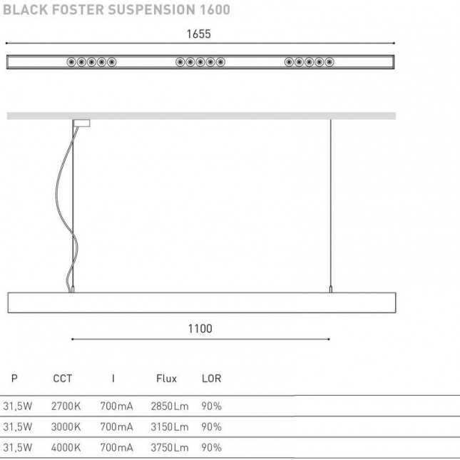 BLACK FOSTER SUSPENSION 1600 BY ARKOS LIGHT